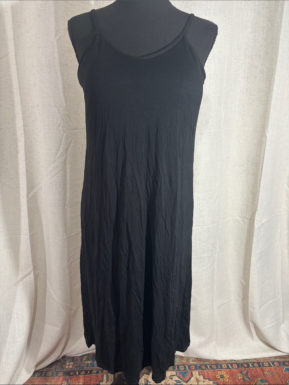 Black Slip Midi Dress with Built-in Bra